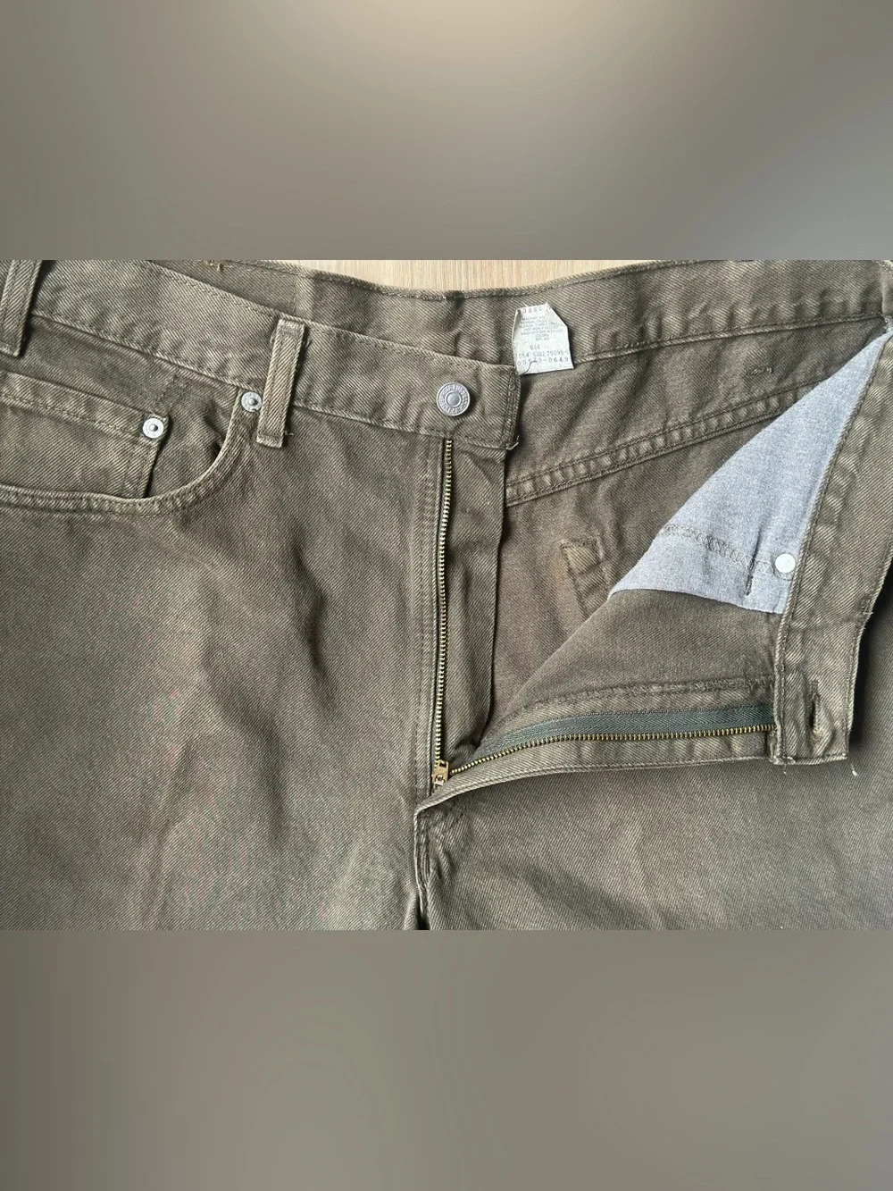 Vintage USA Made Levi’s 550 Relaxed Fit Jeans 36x32 Olive Brown 100% Cotton